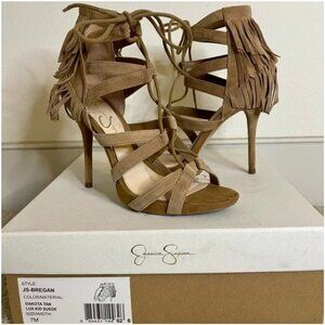 Jessica Simpson Beige Fringe High Heels Womens Size 7